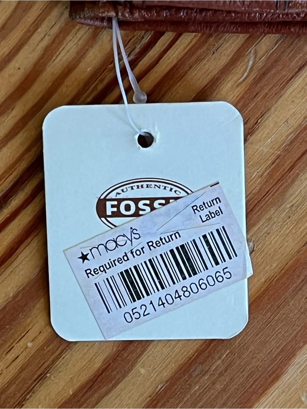 Fossil Brown Leather Tag Wallet Accent